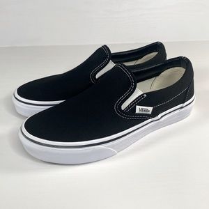 Vans VANS Solid Black & White Men size 4.0 Women size 5.5 slip on Shoes Shoe